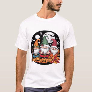 Camiseta Natal Dia das Bruxas Ação de Graças Gnomos Clássic