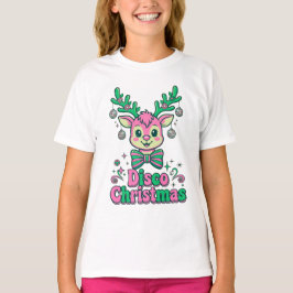 Camiseta Natal Disco Rena Arco Bola Festa Groovy