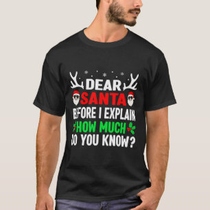 Camiseta Natal Divertido Crianças Adultos Querido Papai Noe