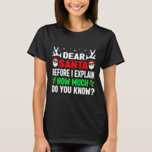 Camiseta Natal Divertido Crianças Adultos Querido Papai Noe