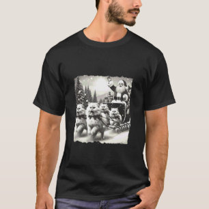 Camiseta Natal Divertido Homens Mulheres Papai Noel Gatos p