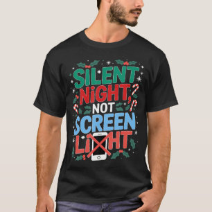 Camiseta Natal Divertido Silencioso Sem Tela Luz Paren