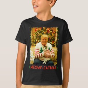 Camiseta Natal Divertido Trump Amantes de Gatos Meowy Catma