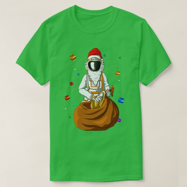Camiseta Natal do Astronauta Santa Claus (Frente do Design)