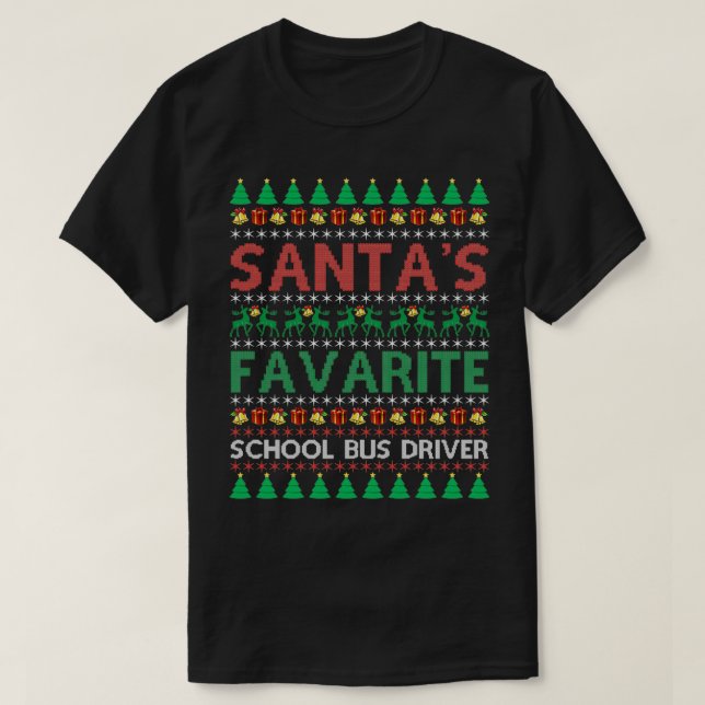 Camiseta Natal do Barramento Escolar Favorito Santax27s (Frente do Design)