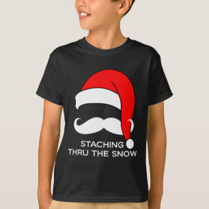 Camiseta Natal do bigode - Staching através da neve