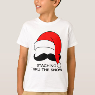 Camiseta Natal do bigode - Staching através da neve