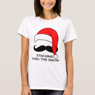 Camiseta Natal do bigode - Staching através da neve