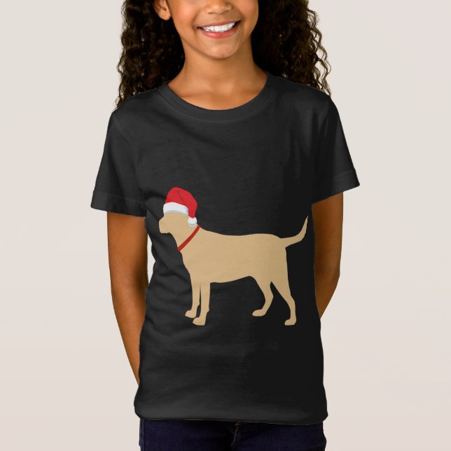 Camiseta Natal do Bloco Amarelo Santa Hat Cute Labrador (Frente)