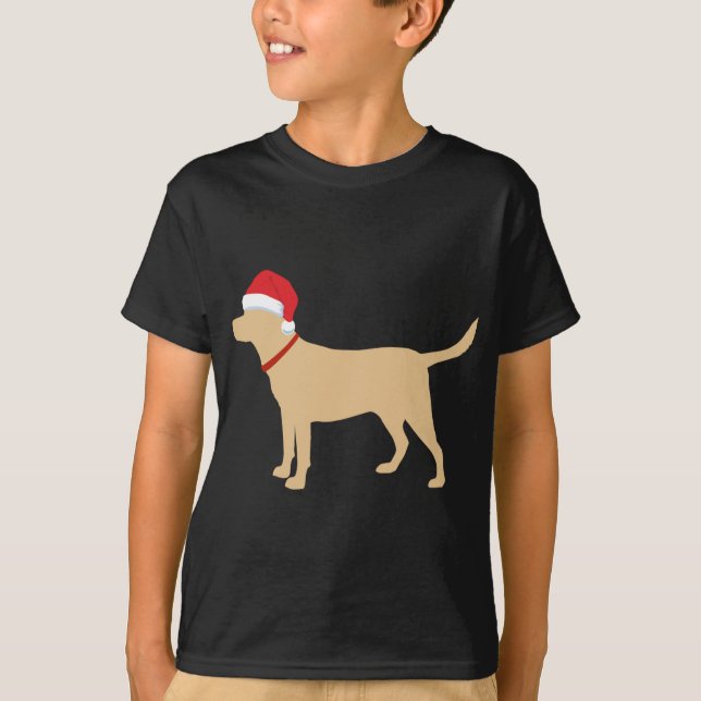 Camiseta Natal do Bloco Amarelo Santa Hat Cute Labrador (Frente)