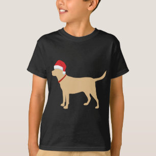 Camiseta Natal do Bloco Amarelo Santa Hat Cute Labrador