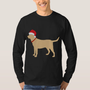 Camiseta Natal do Bloco Amarelo Santa Hat Cute Labrador
