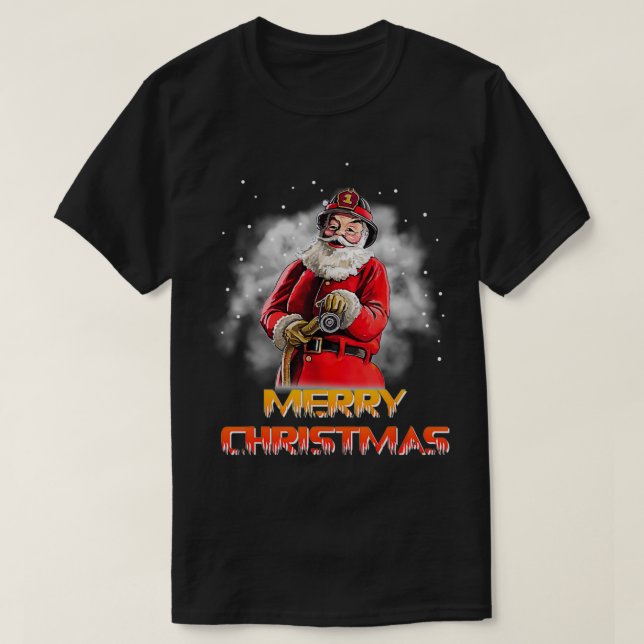 Camiseta Natal do Bombeiro do Santa Claus (Frente do Design)