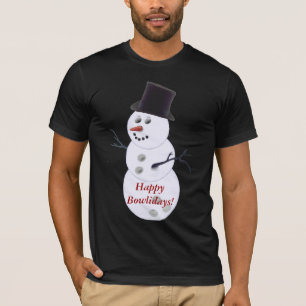 Camiseta Natal do boneco de neve da bola de boliche
