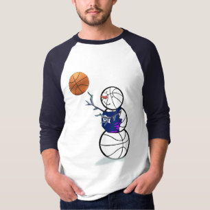 Camiseta Natal do boneco de neve do basquetebol