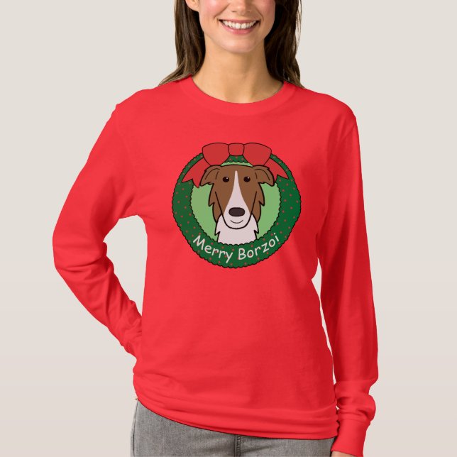 Camiseta Natal do Borzoi (Frente)