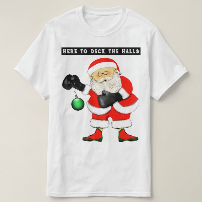 Camiseta Natal do Boxeador Engraçado (Frente do Design)