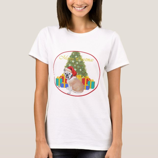 Camiseta Natal do Bulldog Inglês (Frente)