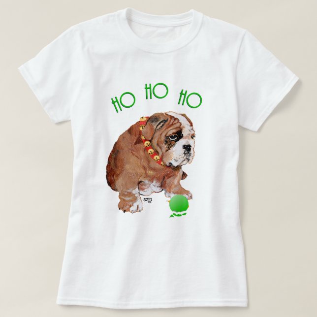 Camiseta Natal do Bulldog Inglês (Frente do Design)