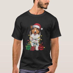 Camiseta Natal do Cachorro Collie Rough Rough Hat