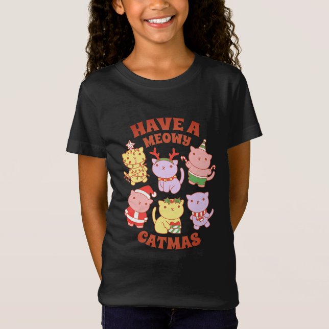 Camiseta Natal do Cat Lover, tenha um catma meowy (Frente)