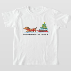 Camiseta Natal do Dachshund Infantil