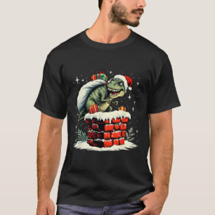 Camiseta Natal do Dinossauro Papai Noel Xmas 