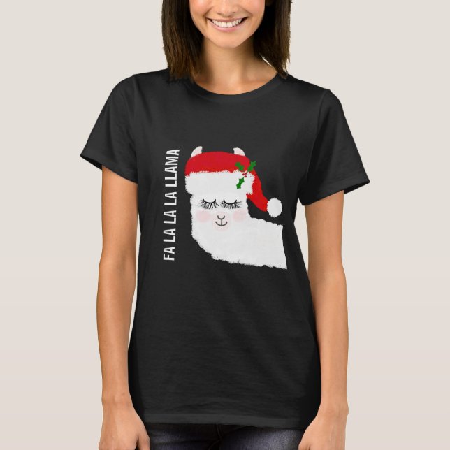 Camiseta Natal do Funny Llama Fa La Llama (Frente)