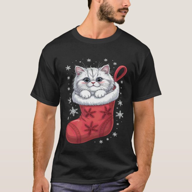 Camiseta Natal do Gato Persa (Frente)