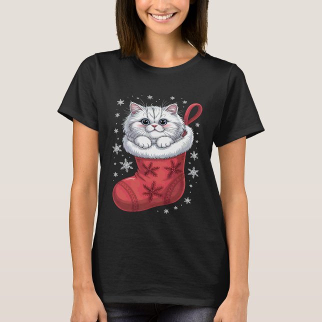 Camiseta Natal do Gato Persa (Frente)
