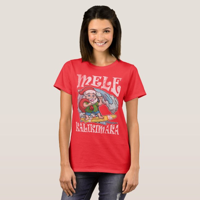 Camiseta Natal do Hawaiian de Mele Kalikimaka (Frente Completa)