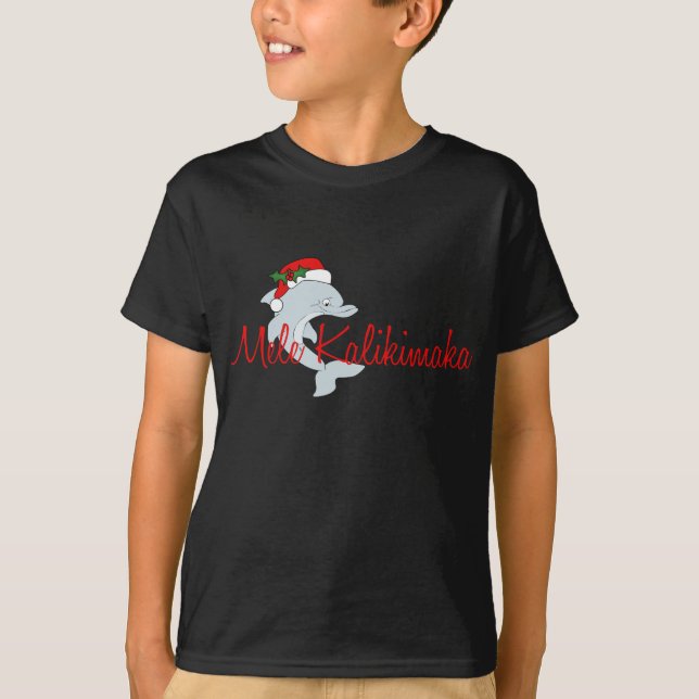 Camiseta Natal do Hawaiian do golfinho do papai noel (Frente)