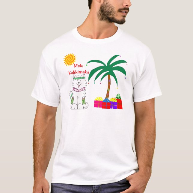 Camiseta Natal do Hawaiian do Samoyed (Frente)