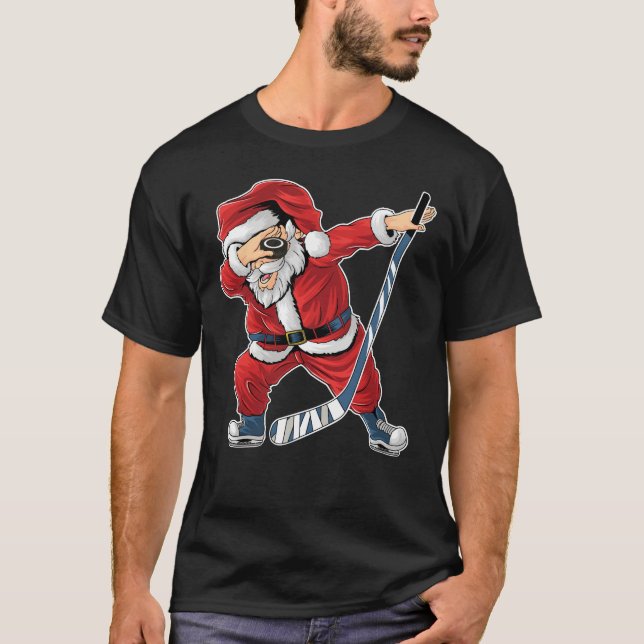 Camiseta Natal do Hockey Dabbing Papai Noel (Frente)