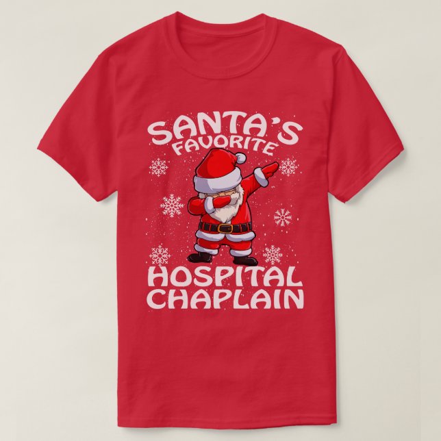 Camiseta Natal do Hospital Santas Favorite Chaplain (Frente do Design)