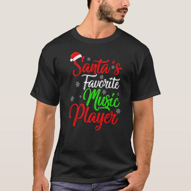 Camiseta Natal Do Jogador De Música Favorito Dos Papais noe (Frente)