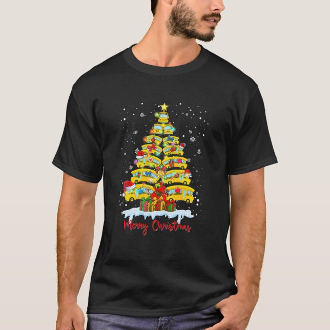 Camiseta Natal do motorista do ônibus escolar de parto dos  (Frente)