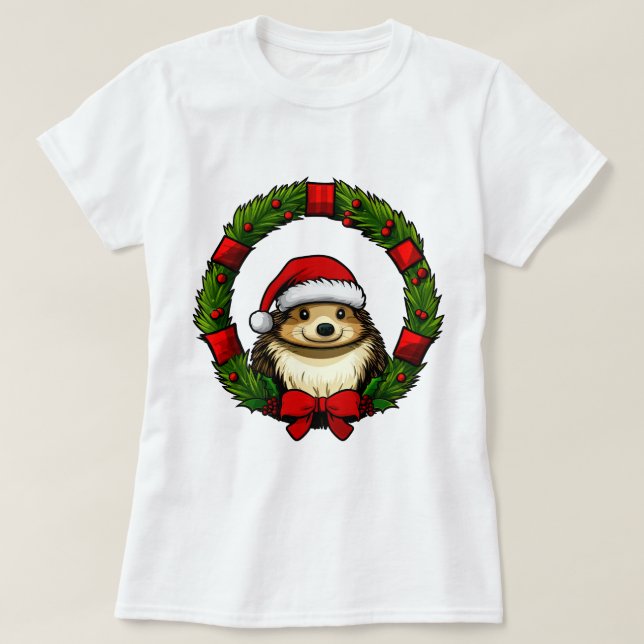 Camiseta Natal do ouriço (Frente do Design)