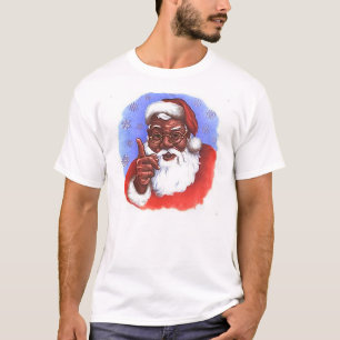Camiseta Natal do Papai Noel Africano Negro