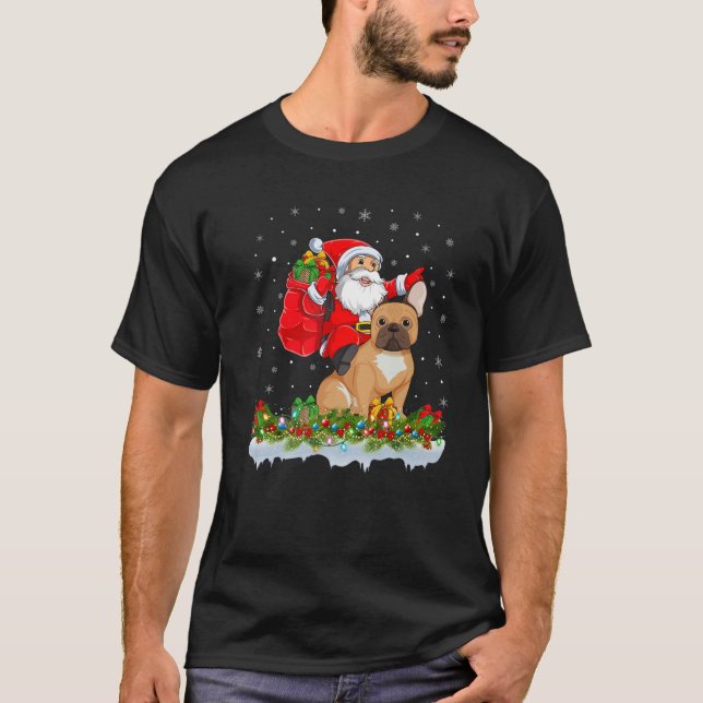 Camiseta Natal do Papai Noel Andando na França (Frente)