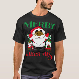 Camiseta Natal do Papai Noel negro americano