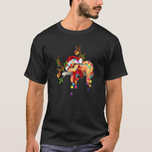 Camiseta Natal do Papai Noel Preguiça Maravilhoso Rena Luz