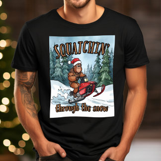 Camiseta Natal do Pé-Grande Saltando na Neve