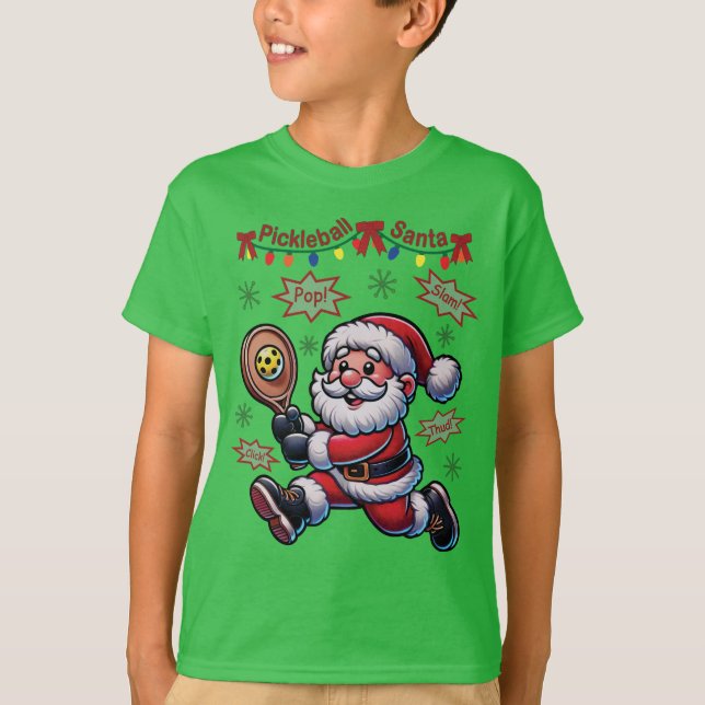 Camiseta Natal do Pickleball Papai Noel (Frente)