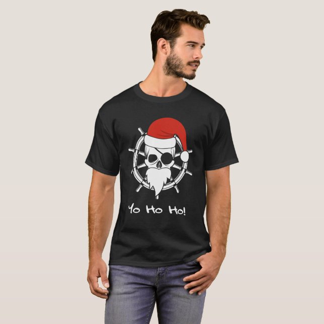 Camiseta Natal do pirata de Yo Ho Ho náutico (Frente Completa)