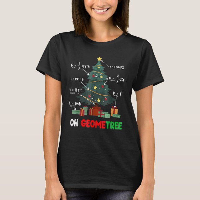 Camiseta Natal do Professor de Ciências da Matemática Geome (Frente)
