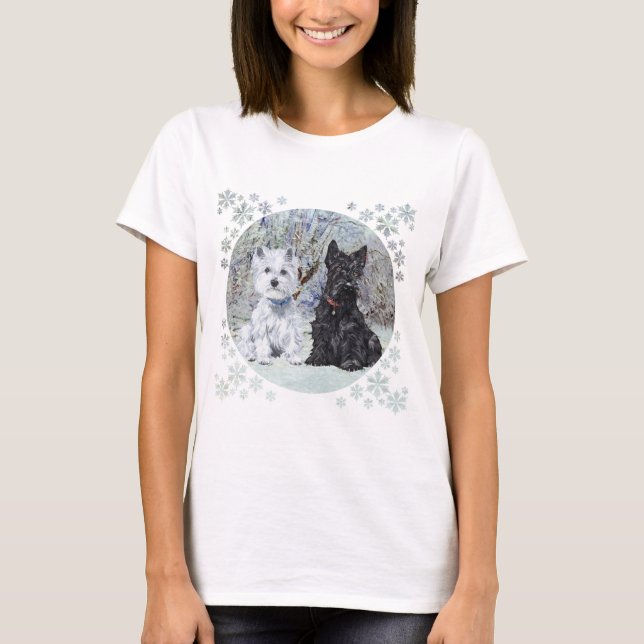 Camiseta Natal do Terrier Escocês (Frente)