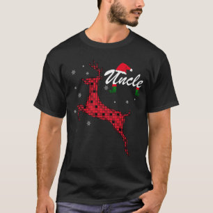 Camiseta Natal do tio Rena Xadrez Feriado Família