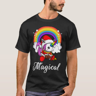 Camiseta Natal do Unicórnio Mágico Papai Noel