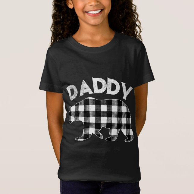 Camiseta Natal Do Urso De Pai De Búfalos Preto E Branco (Frente)